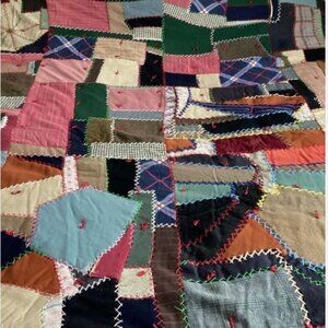 Vintage Early 1900 Patchwork Crazy Quilt Hand Tied